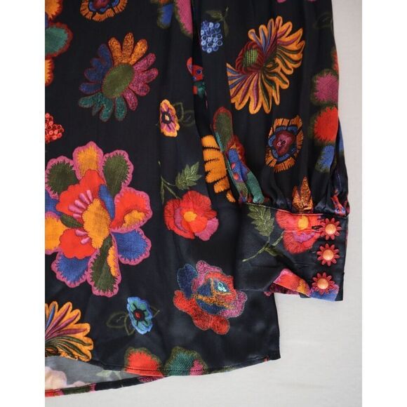 Farm Rio x Anthropologie 301973 Women's Sz XL Multi Lilys Garden L/S Blouse - Picture 5 of 12